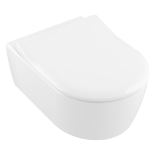 Pack WC suspendu sans bride Avento + abattant + bâti-support autoportant + plaque blanche