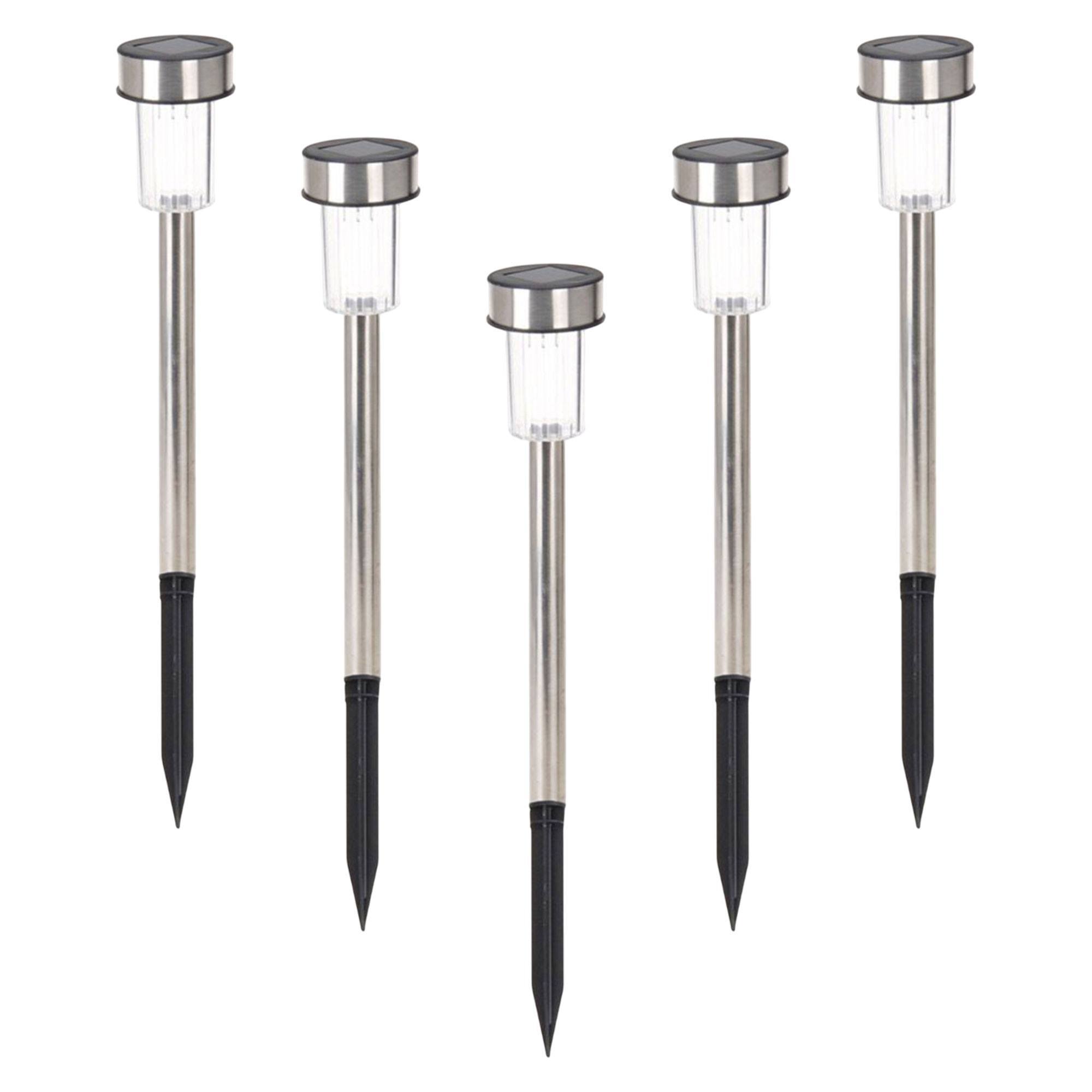 Well Home Juego de 5 luces solares Ø4,6cm en acero inoxidable