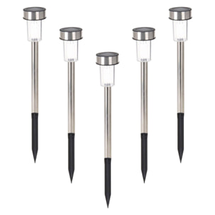 Well Home Juego de 5 luces solares Ø4,6cm en acero inoxidable