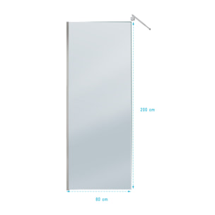 Paroi de Douche 80x200cm Verre Fumé 8mm - Barre de Fixation Extensible et Profil Chrome