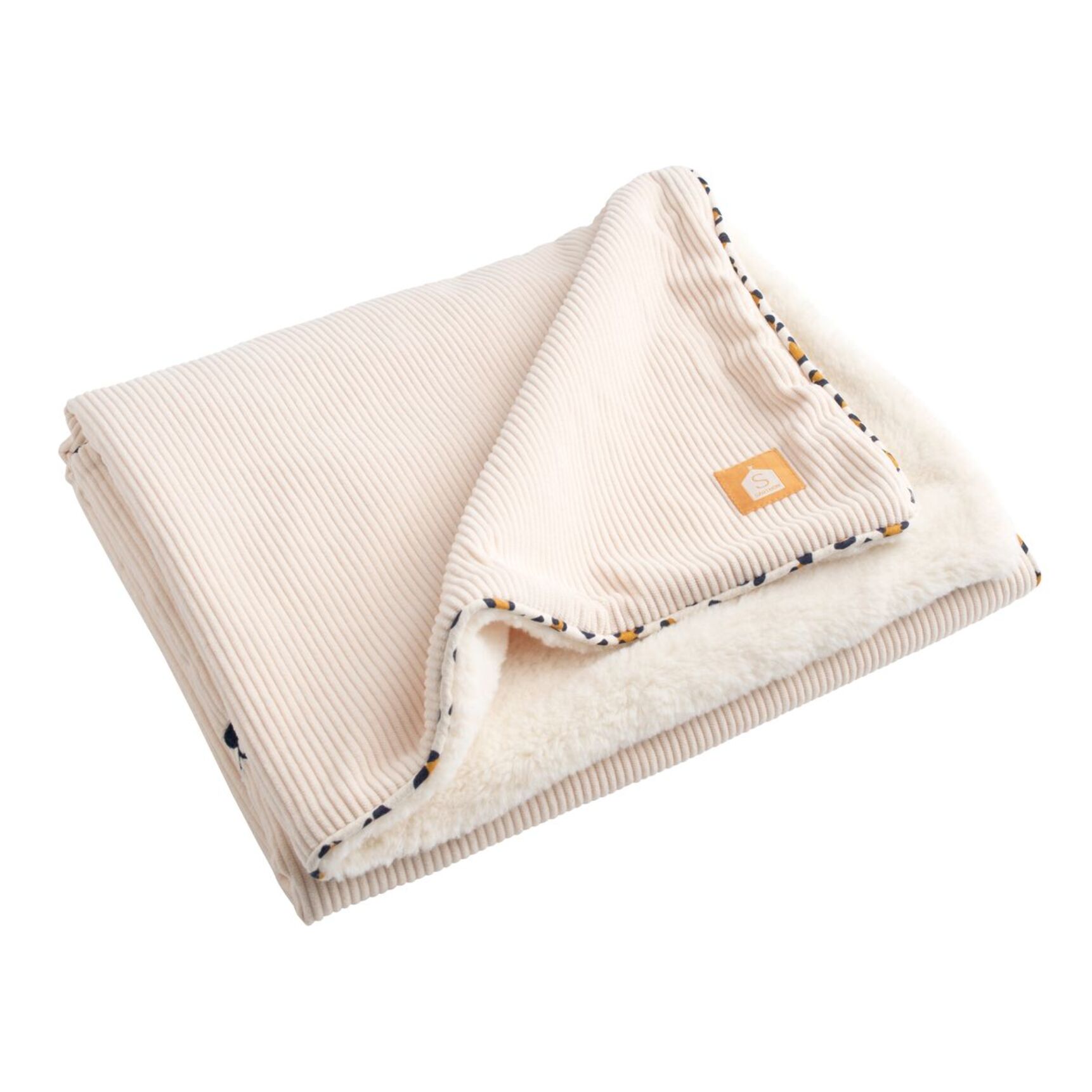 Couverture bébé en velours cotelé et sherpa