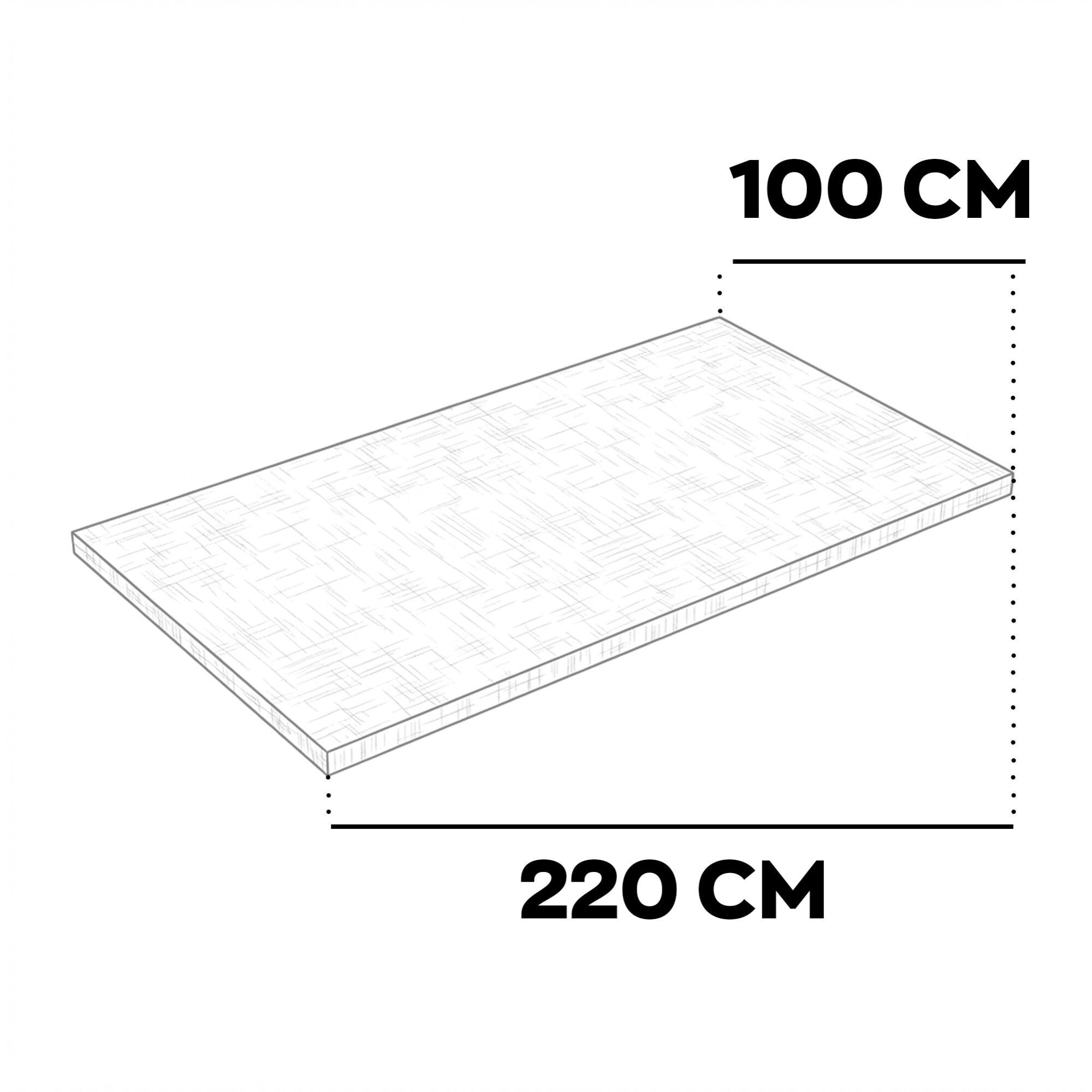 Fabri - Ripiano per Tavolo da Pranzo Rettangolare 220x100x5 cm in Legno Multistrato Finitura Grigio Testurizzato