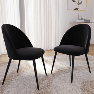 Set di 4 Sedie Imbottite Da Pranzo Ufficio In Velluto Sedia Con Gambe In Metallo Effetto Legno Con Schienale Seduta Comoda Per Soggiorno Salotto Nero