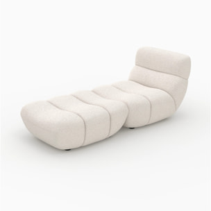 Ensemble fauteuil et pouf en tissu bouclé blanc - Teddy