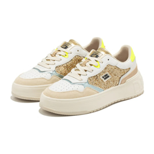 Zapatillas Deportivas Mujer Court Basic Glitter Oro