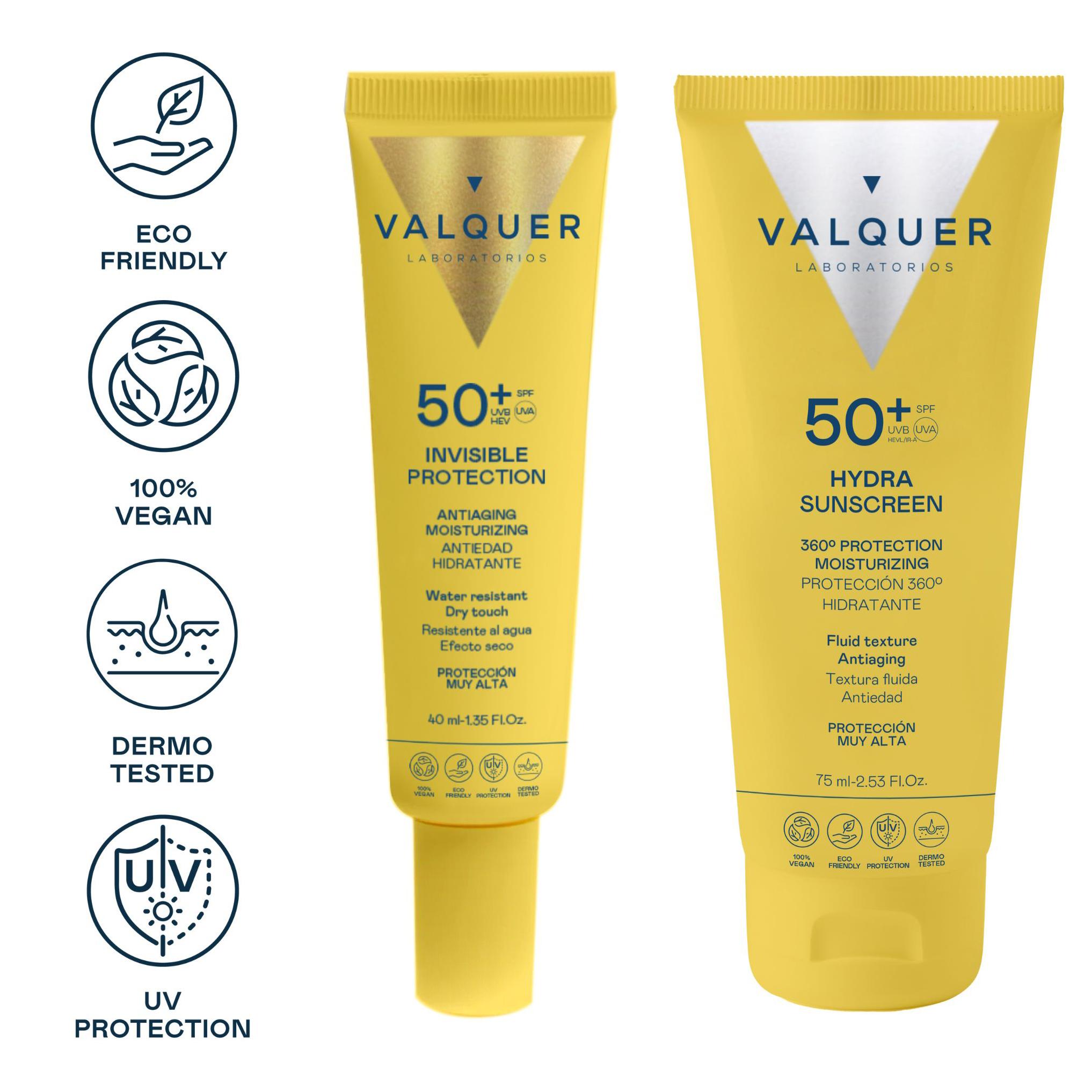 Valquer Pack Solar Facial Invisible Protection e Hydra Sunscreen SPF 50+