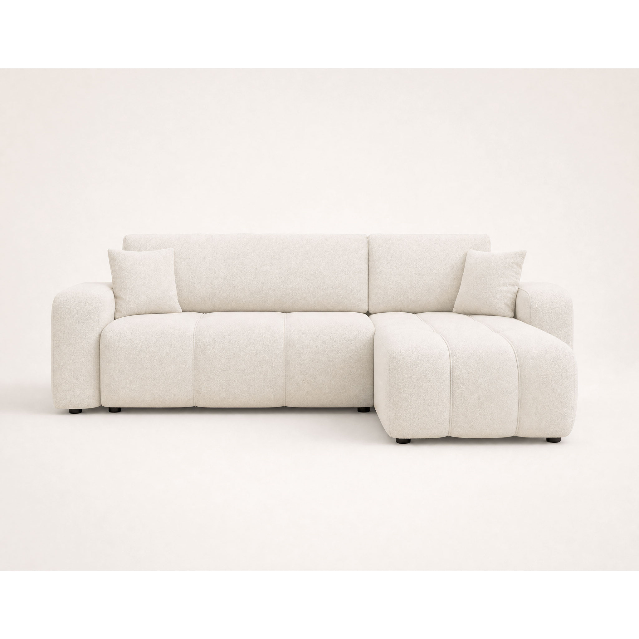 Nicole - canapé d'angle réversible 4 places convertible avec coffre en tissu - Beige