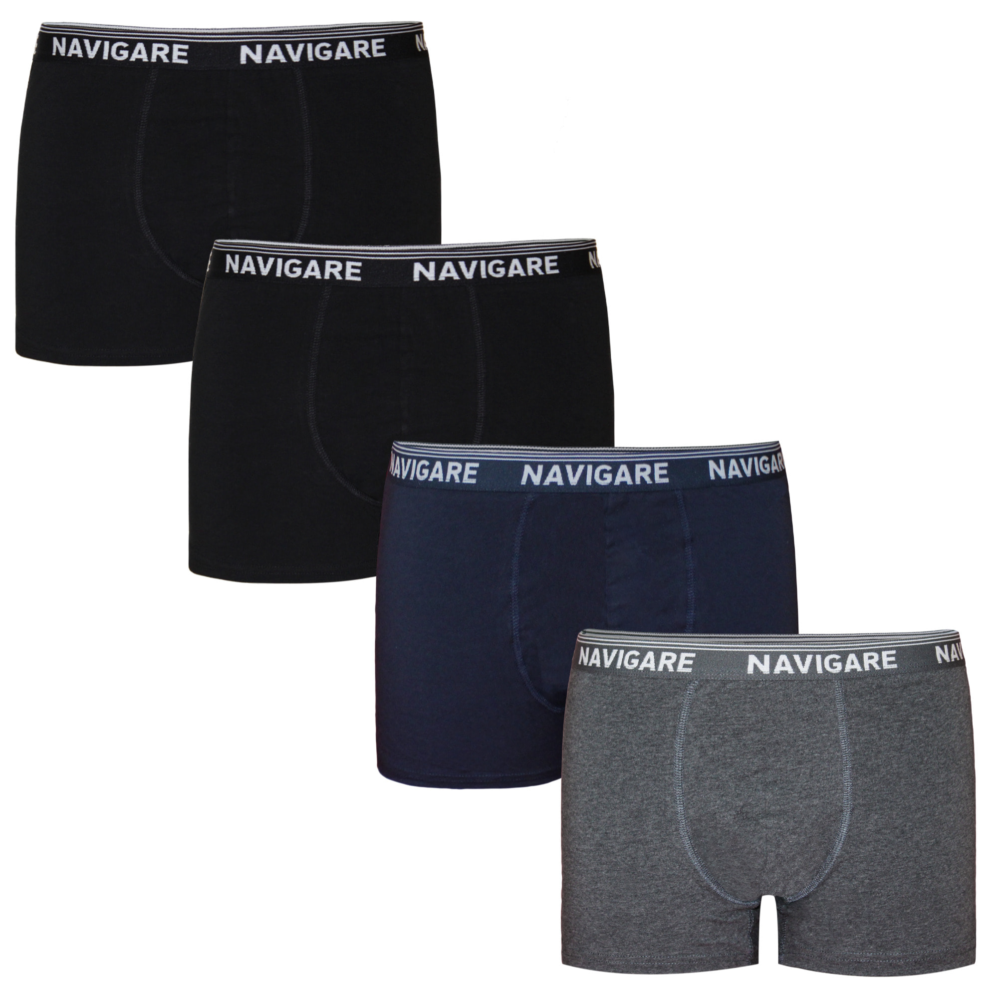Boxer Uomo Navigare, Art.873/E Assortito (2 Neri + 1 Blu + 1 Grigio) M