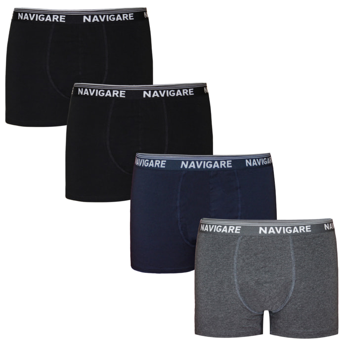 Boxer Uomo Navigare, Art.873/E Assortito (2 Neri + 1 Blu + 1 Grigio) M