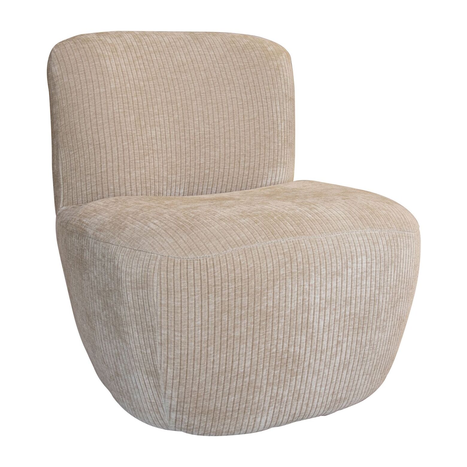 Fauteuil en tissu bouclette beige et structure en bois CÔME