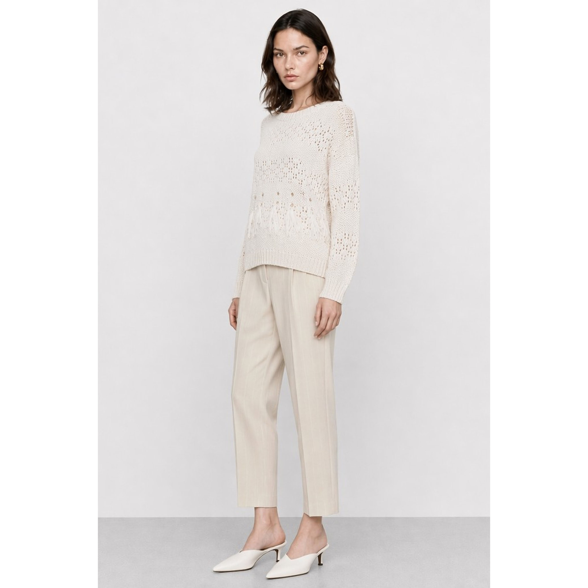 Kocca - Maglia da donna traforata con frange e dettagli in strass Donna