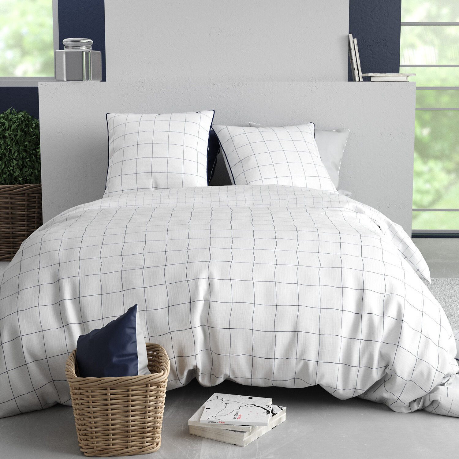 Parure housse de couette 3pcs 100% coton 57 fils nestor