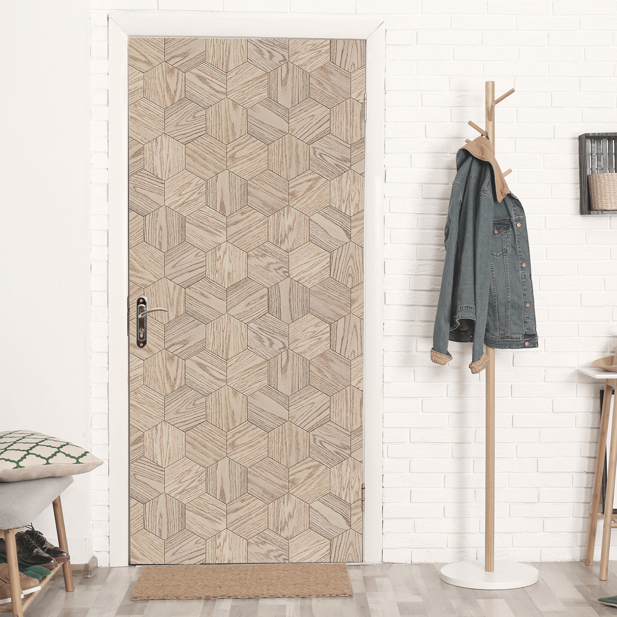 Stickers adhesivos de CERAMIKO - Hexágonos madera 5 50x100