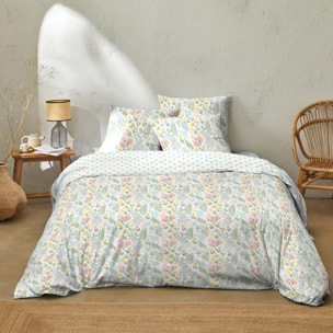 Parure housse de couette 3pcs coton 51 fils lila multico