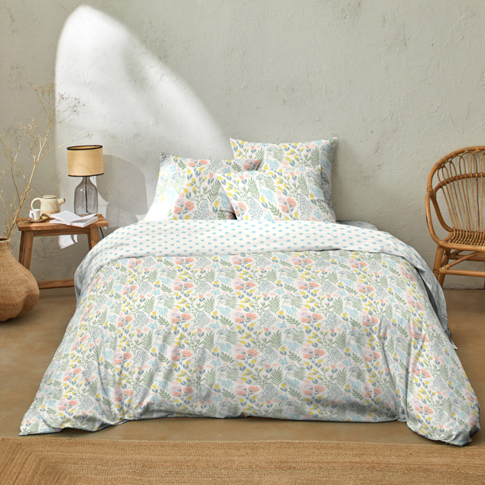 Parure housse de couette 3pcs coton 51 fils lila multico