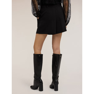 Motivi - Shorts de talle alto con pliegues - Negro