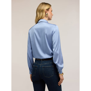 Motivi - Camicia in raso di viscosa - Azzurro