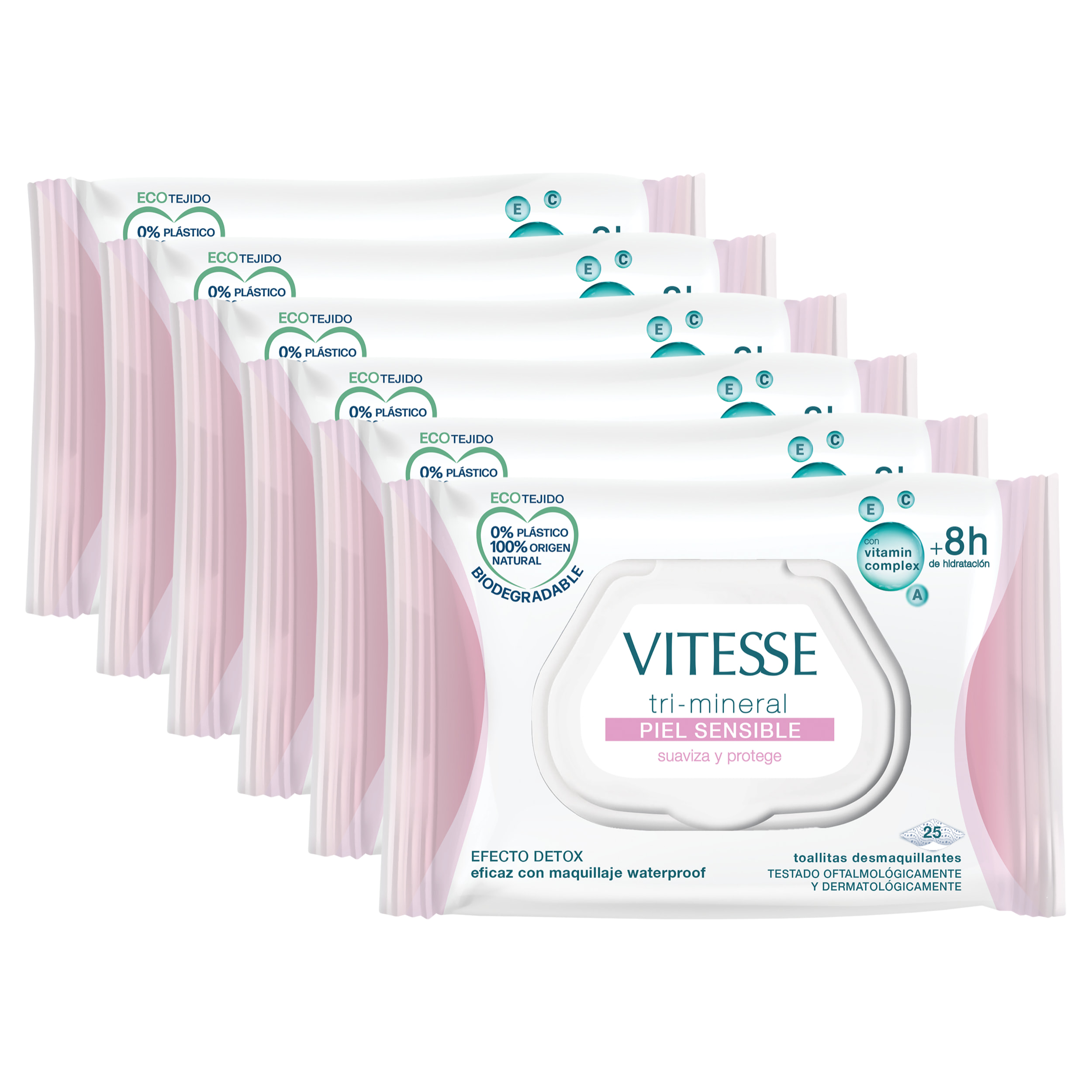 PACK 6X TOALLITAS DESMAQUILLANTES MINERAL SENSITIVE VITESSE