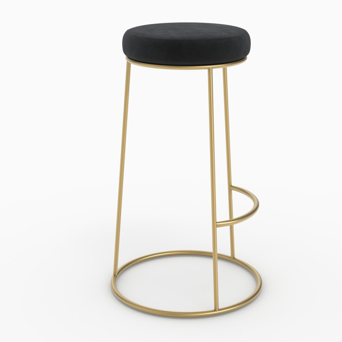 Lot de 2 tabourets de bar 73 cm en velours noir - Kendal
