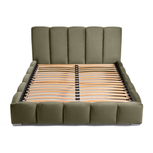 Torreon - lit coffre - 180x200 - sommier inclus - en velours - Vert