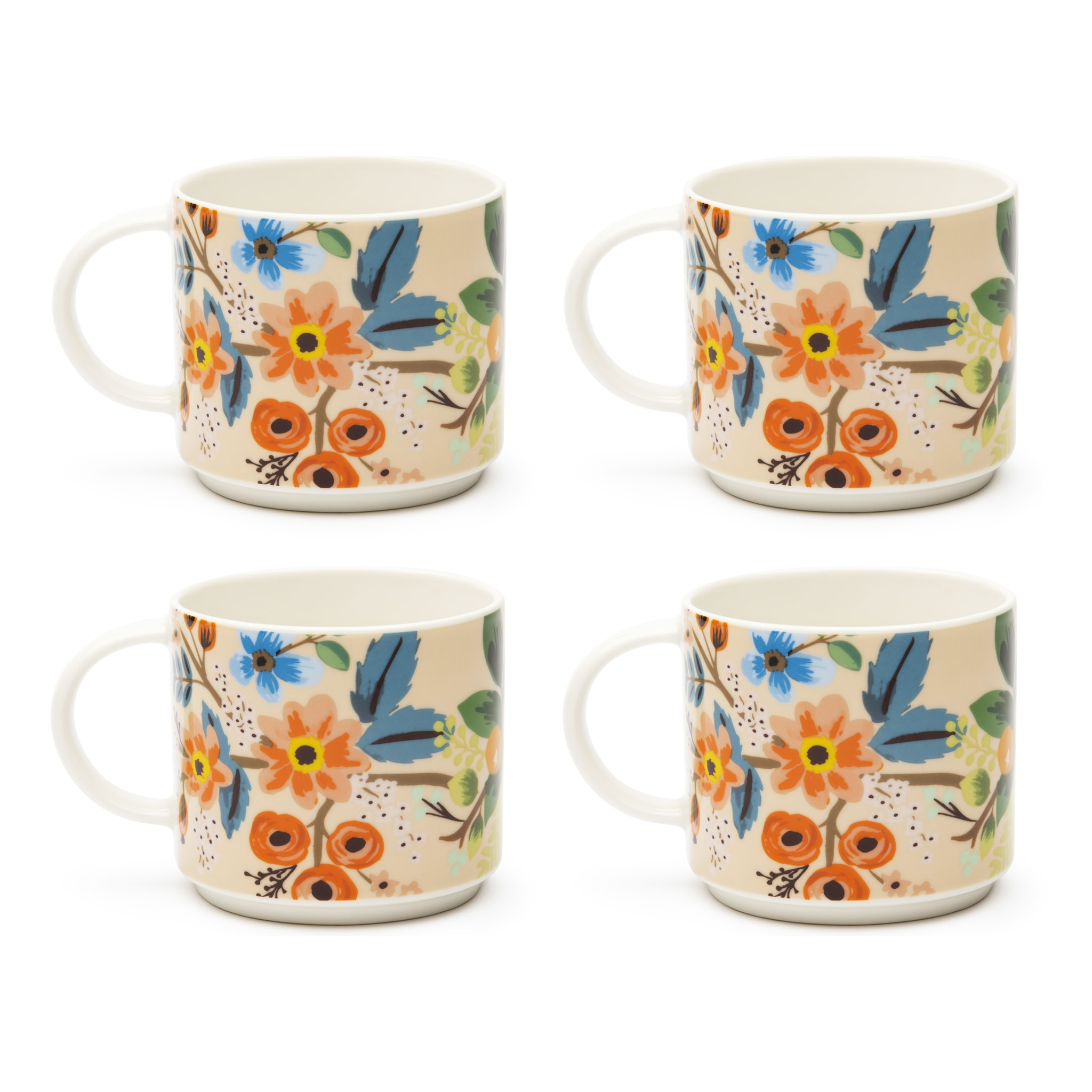 Set 4 Tazze Tè Excelsa – Fiori Frida, New Bone China Multicolore