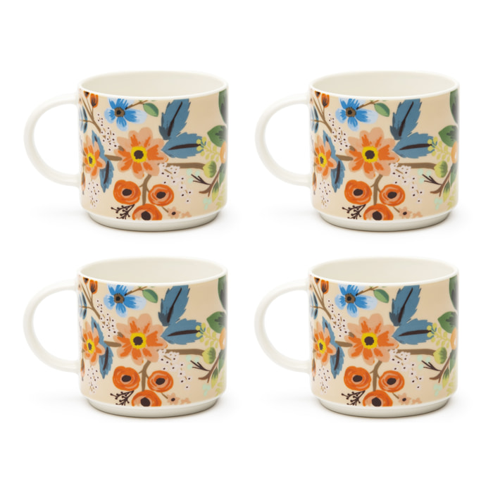 Set 4 Tazze Tè Excelsa – Fiori Frida, New Bone China Multicolore
