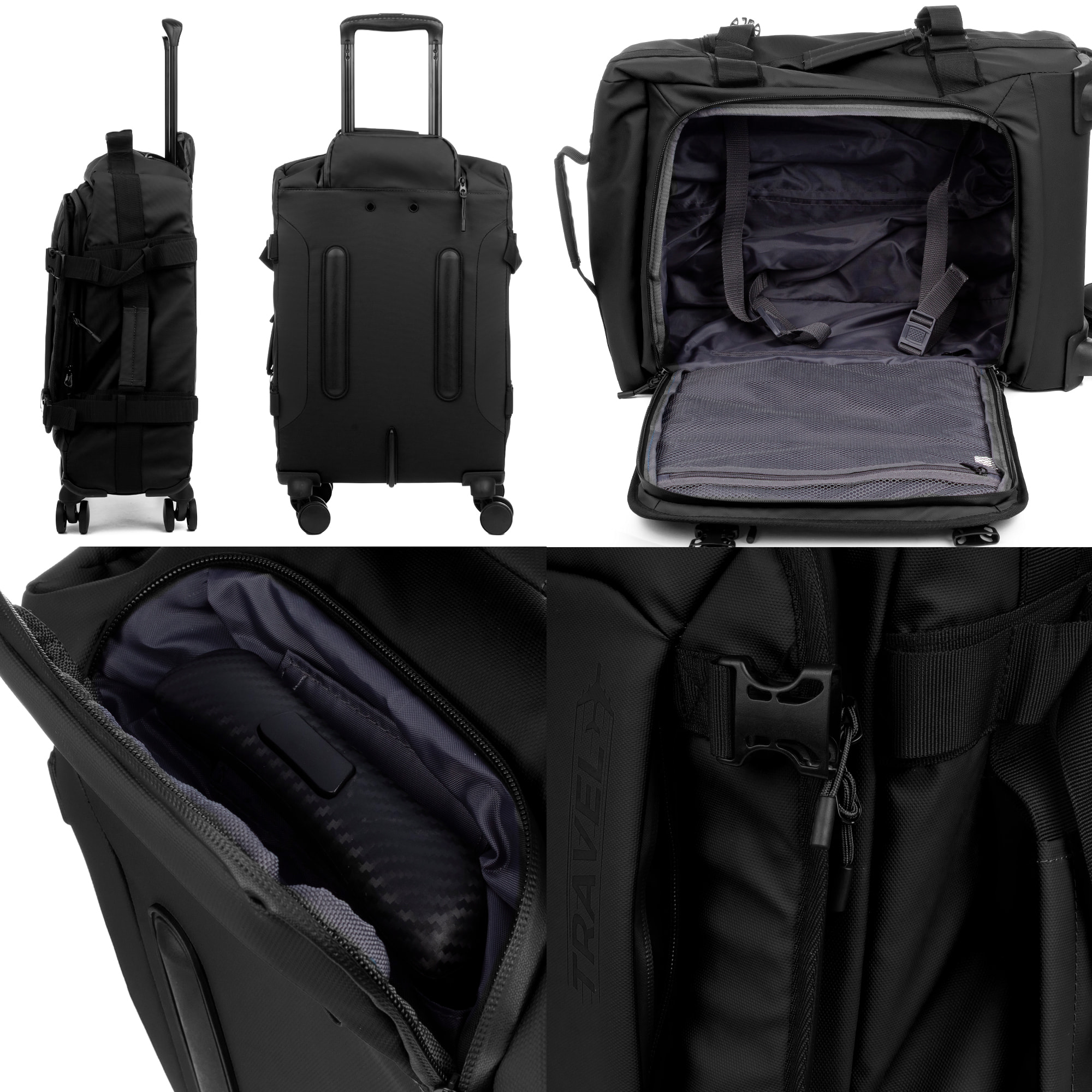 Juego de 3 maletas flexibles de tejido repelente al agua, reflectantes y de alta durabilidad.