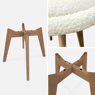 Lot de 4 chaises scandinaves NILS revêtement bouclette blanche. pieds bois de hêtre. chaise 1 place