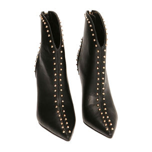 Ankle boots neri con borchie, tacco 10 cm