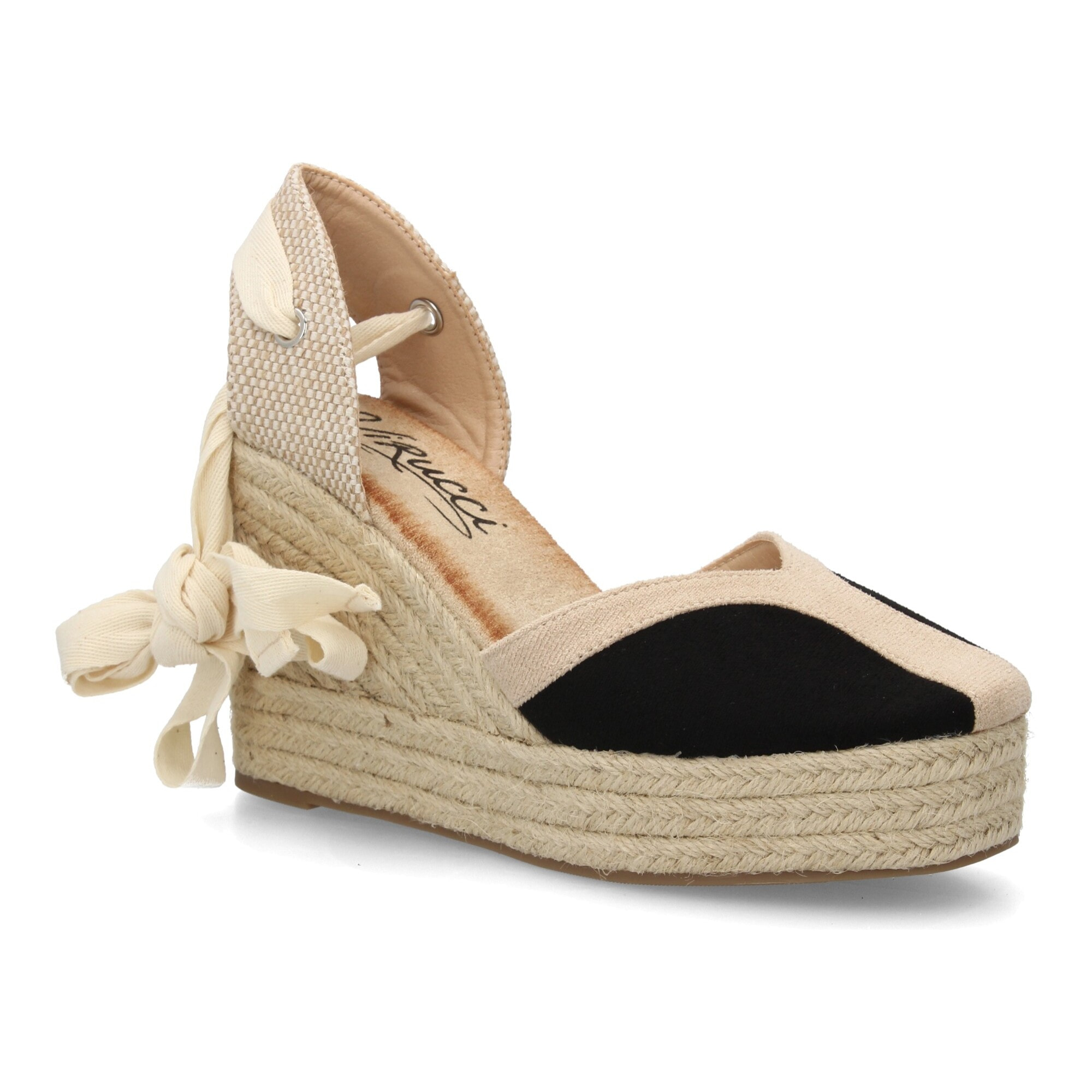 Alpargata de cuña alta de esparto con cintas