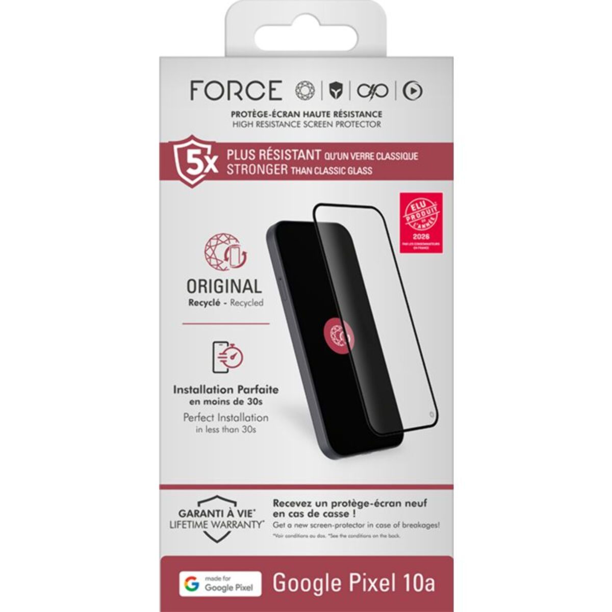 Protège écran FORCE GLASS Google Pixel 10A