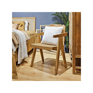 Fauteuil de jardin lounge en rotin et bois massif de teck - ZAZOU