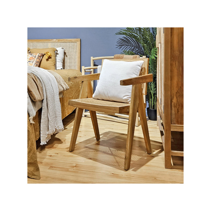 Fauteuil de jardin lounge en rotin et bois massif de teck - ZAZOU