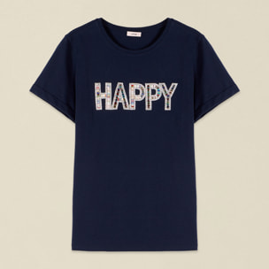 Oltre - T-shirt con applicazione lettering - Blu