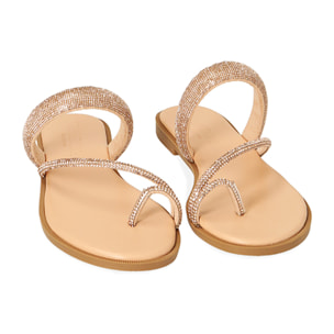 Chanclas nude con pedrería