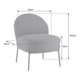 Fauteuil en tissu bouclette écru HELMI
