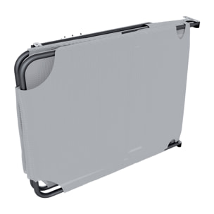 Lettino Pieghevole Prendisole Senza Tettuccio Parasole Schienale Reclinabile Regolabile Struttura In Metallo Nero Sedia Sdraio 187 x 53 x 24 Cm (Gray)