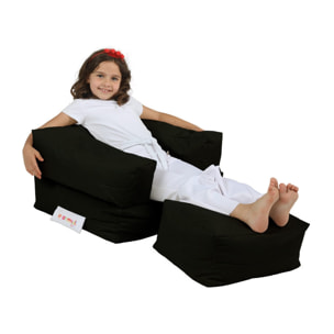 Sillón + puf para niños para exteriores negro