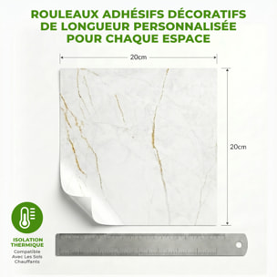 Sticker Sol avec laminat de Protection en Plastique Anti-dérapant | Stickers adhésif Sol - SOL MARBRE BLANC ET DORURES - 1 sticker