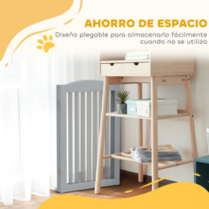 Barrera de Seguridad para Perros Plegable para Escaleras y Puertas Valla para Perros Pequeños y Medianos de 3 Paneles con Soporte de Pie para Interiores 154x30x80 cm Gris