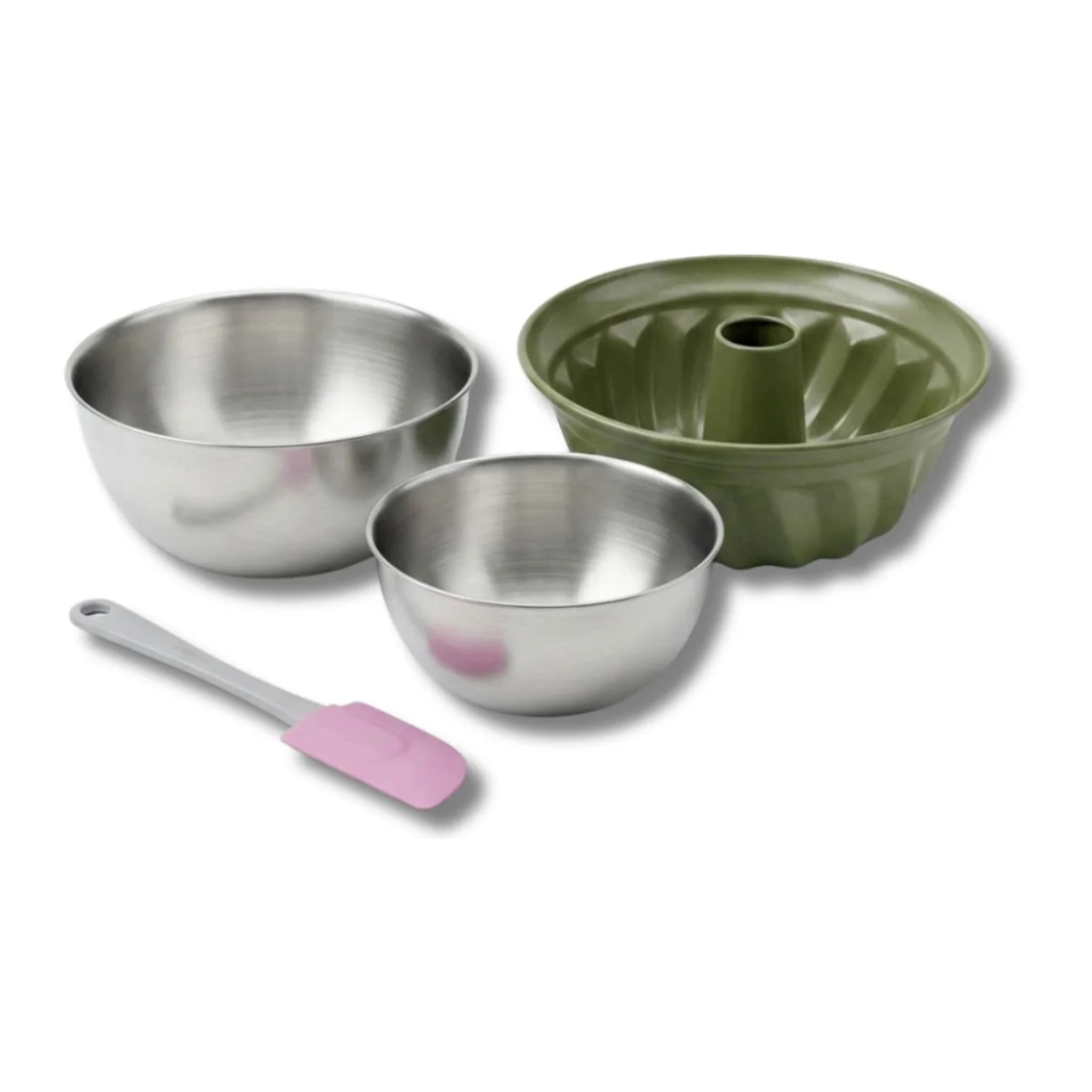 Set de 4 ustensiles de pâtisserie moule à gâteaux 2 bols et spatule pâtisserie Zenker Green Vision