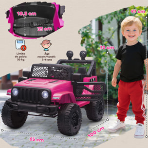 Voiture 4x4 électrique enfant 12 V 5 Km/h max. télécommande incluse effets lumineux sonores lecteur MP3 USB rose
