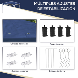 Carpa Plegable 3x3 m Cenador de Jardín Altura Ajustable con Bolsa de Transporte Impermeable Anti-UV y Bolsas de Arena para Exteriores Jardín Patio Azul Oscuro