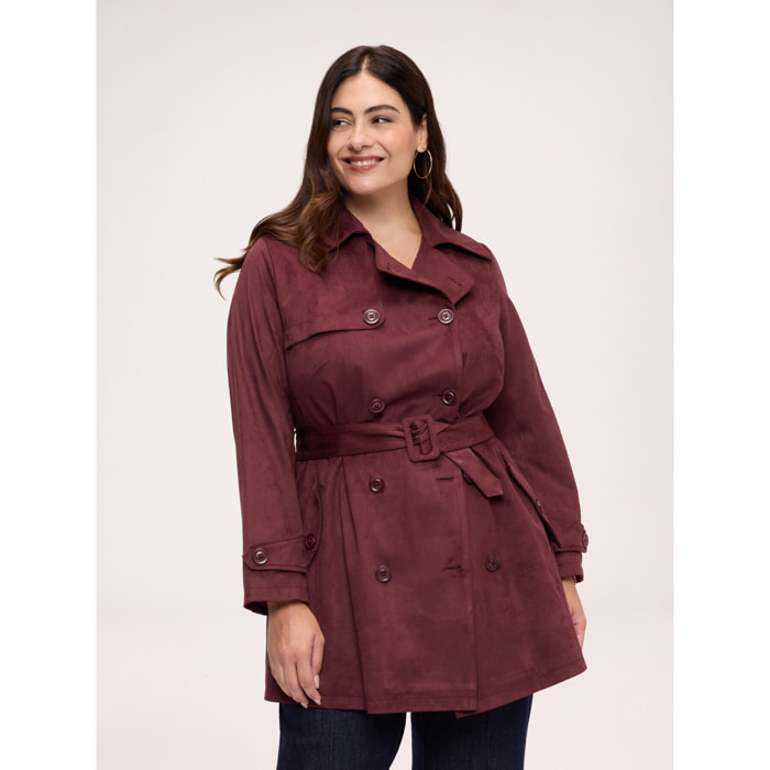 Fiorella Rubino - Trench doble botonadura tacto suave - Burgundy