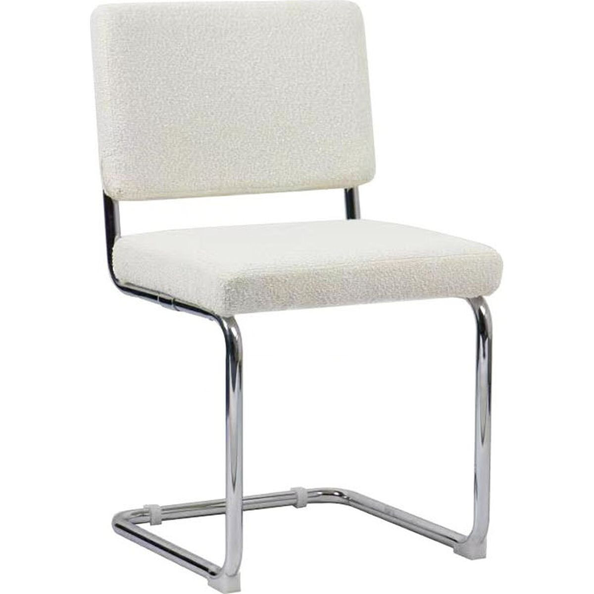 Lot de 2 chaises en tissu bouclé et métal chromé - DULCE