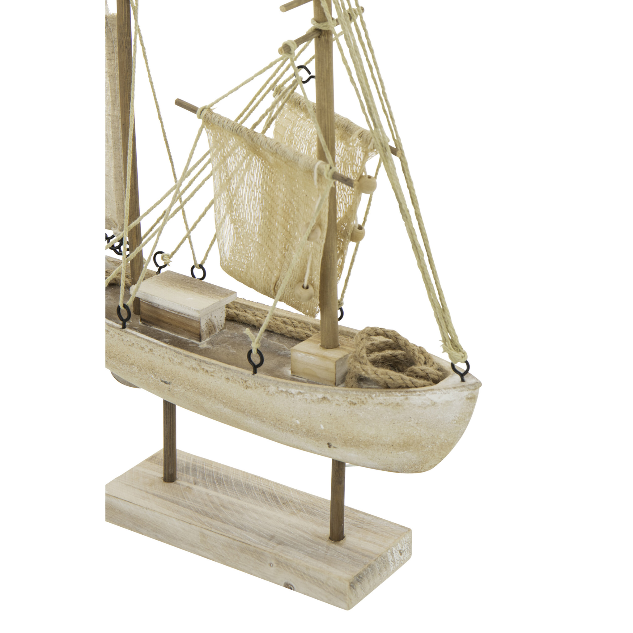 J-Line Bateau décoratif - corde/bois - naturel