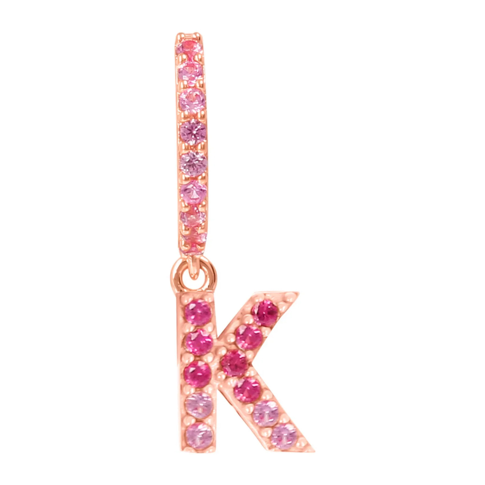 Orecchino Pendente con Lettera K in Pavé di Cubic Zirconia Blu