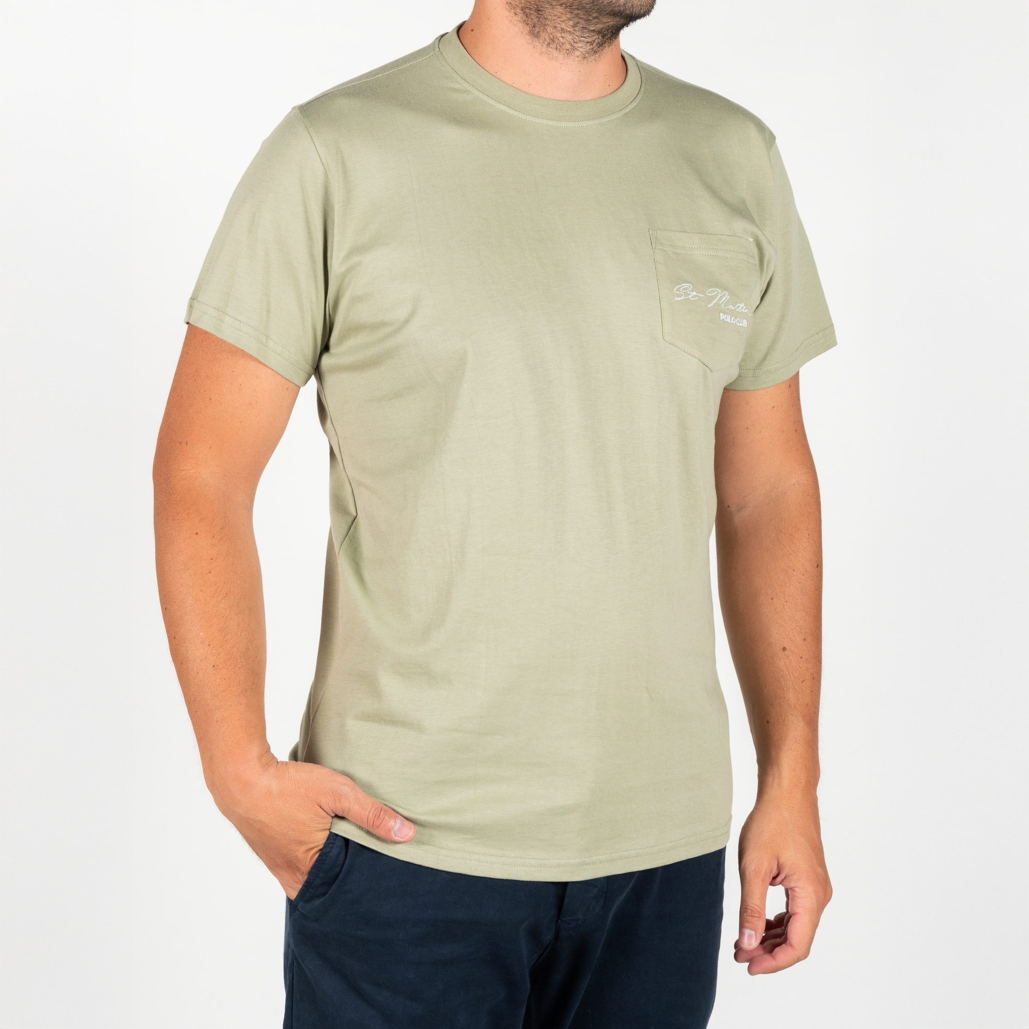 T-shirt con taschino logo ricamato