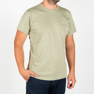 T-shirt con taschino logo ricamato