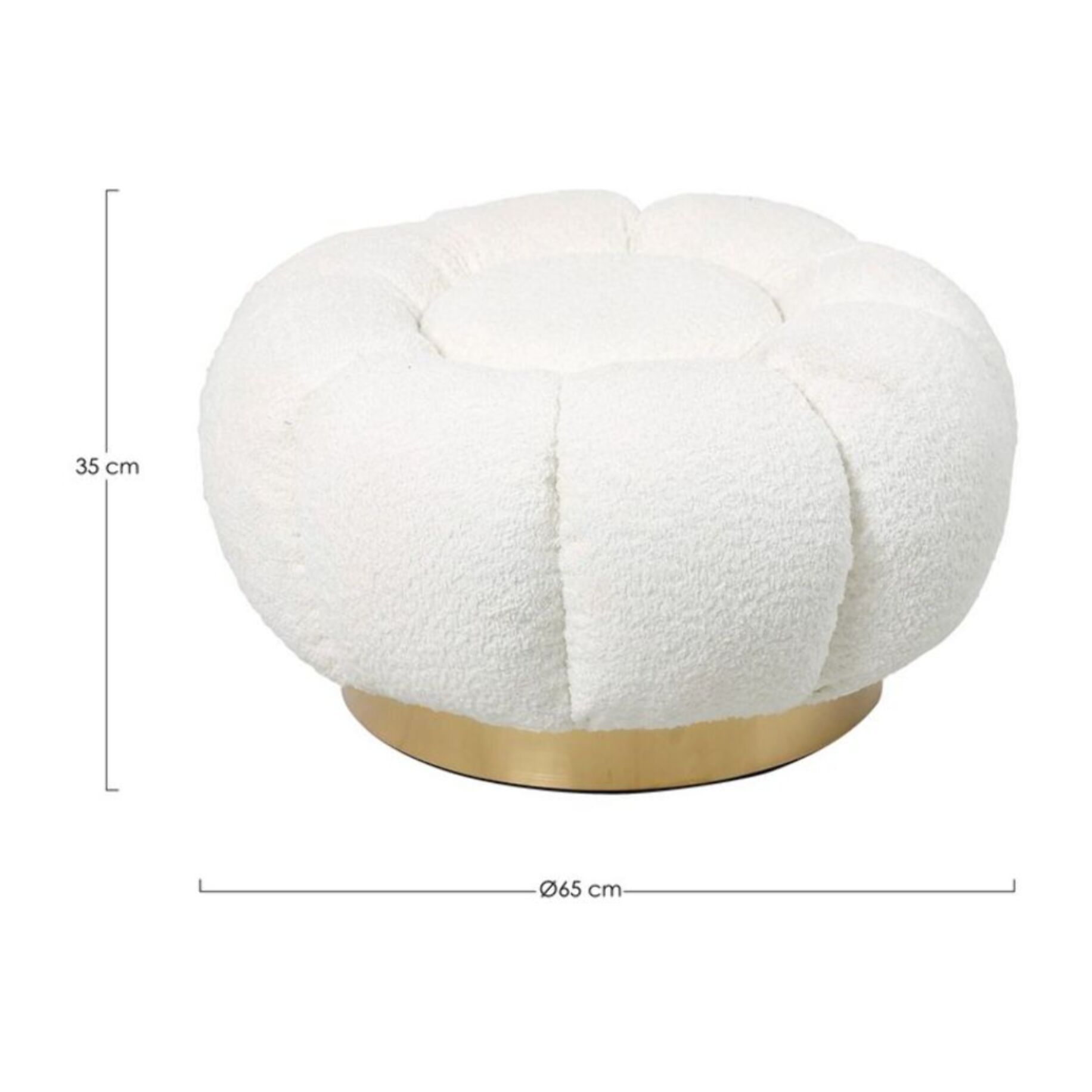 Pouf FLOREL in tessuto effetto bouclé bianco